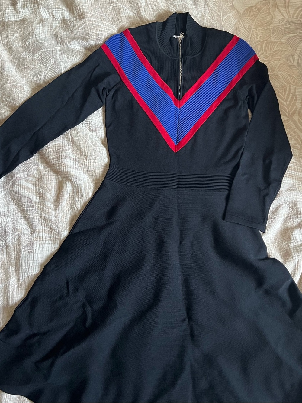 Sandro Chevron Inset Knit Dress